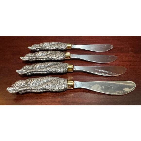 Set of 4 Vintage Arthur Court Sleeping Cat Butter Knife Cheese Spreaders - Picture 4 of 8